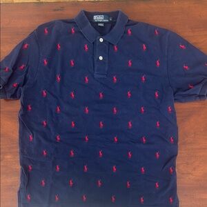 Polo by Ralph Lauren Blue and Red Logo Polos Size L